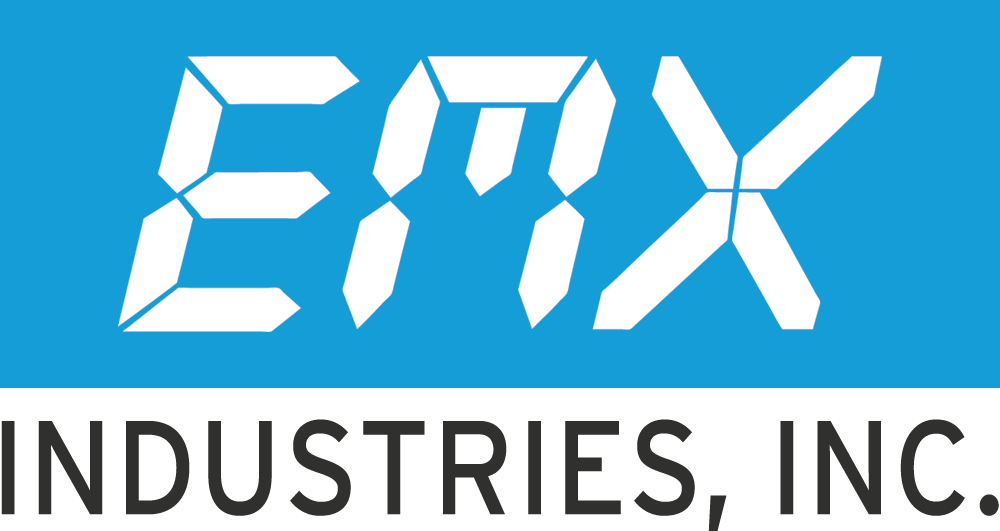 EMX Industries blue and white logo