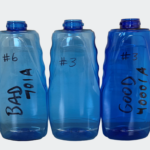 3 blue bottles to be measured by the color sensor device
