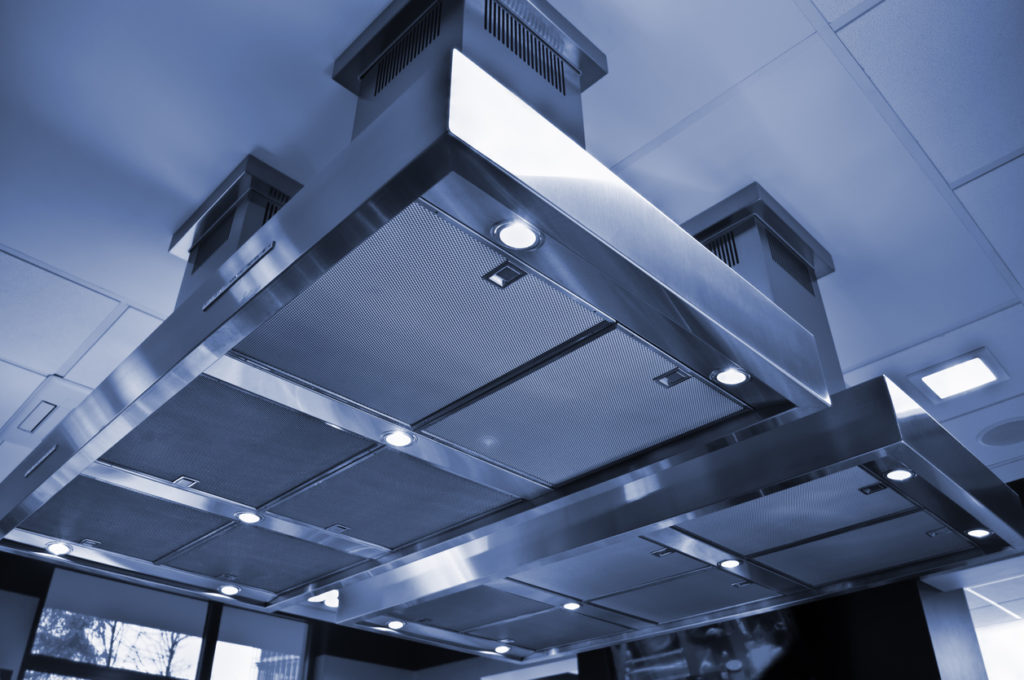 closeup on kitchen hood, particulate sensor